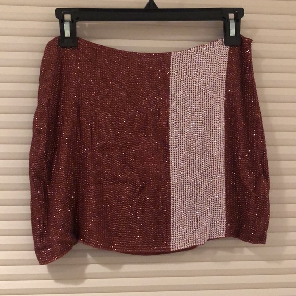 🆕💞sequin & sneakers skirt set! adjustable tank top! zipper back skirt! copper! M - Picture 6 of 15